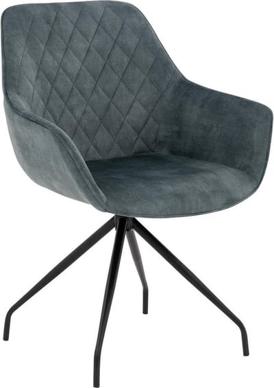Goossens Eetkamerstoel Ebi - Met Armleuning - Velvet - Blauw