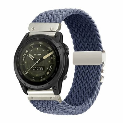 By Qubix - Geschikt voor Garmin bandje - 20mm Quickfit - Braided nylon band met parachute sluiting - Blauwgrijs - Geschikt voor Garmin Fenix 7s/6s/5s / Instinct 2s / Epix Pro Gen 2 (42mm)