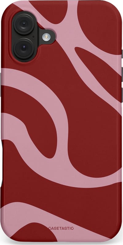 Casetastic hoesje geschikt voor Apple iPhone 16 Plus - MagSafe - Dubbellaagse bescherming - Roze Rode Framboos Blobs - Fashion Case - Bordeaux Lila