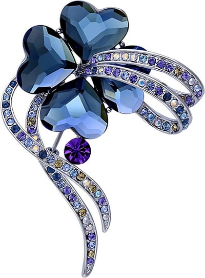 Mode Broche Klavertje Vier - Kledingspeld Kristal - Accessoire Verfraaien - Zirkonia Steentjes - 59 cm breed - Zilverkleurig