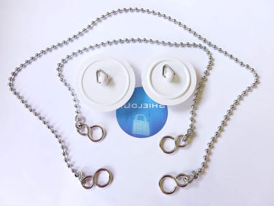Badstop Sets - Dop & Ketting - Douche Afvoer - Universeel Passend - 2 Maten - Wit