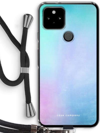 Case Company® - Hoesje met koord geschikt voor Google Pixel 5 hoesje met Koord - Mist pastel - Telefoonhoesje met Zwart Koord - Bescherming aan alle Kanten en Over de Schermrand