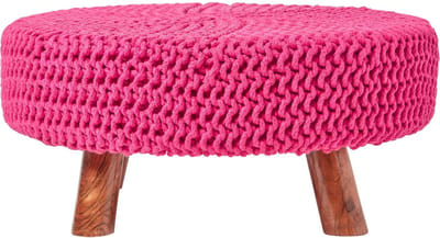 Homescapes Gebreide Voetenbank 30cm Hoog, Roze