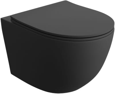 LAVITA® Compact Toiletpot Hangtoilet Sinto Black - Zwart Mat - Hangend Rimless Randloos Toilet - Toiletbril Softclose zitting - Wandcloset Badkamer WC