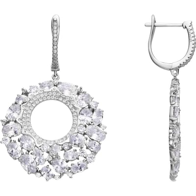 Luxenter Oorbellen van 925 sterling zilver en glanzende zirkonia met rhodiumafwerking - Kromwa