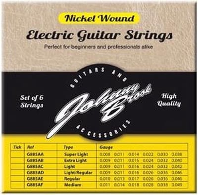 Set van 6 Nickel Wound Elektrische Gitaar Snaren - Gauge Light/Regular