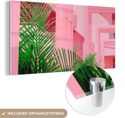 MuchoWow® Glasschilderij 40x20 cm - Schilderij acrylglas - Zomer - Planten - Tuin - Foto op glas - Schilderijen