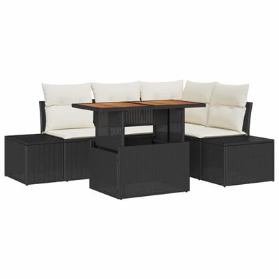 vidaXL - Tuinbank - Set - 5 - st - Zwart - en - Crème