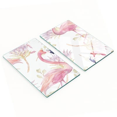 Multifunctionele decoratieve snijplanken van gehard staal voor de keuken, flamingo's, 2x30x52 cm