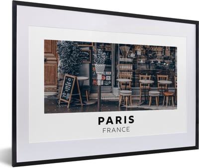 Fotolijst incl. Poster - Parijs - Frankrijk - Café - 60x40 cm - Posterlijst