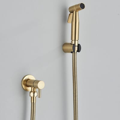 Sproeikop van handbidet in roestvrij staal voor badkamer of toiletten, multifunctionele sproeipistool voor badkamer, Gepoetst goud
