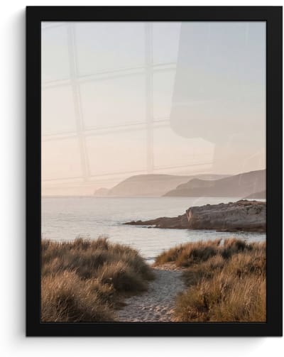 Poster in lijst - Fotolijst 30x40 cm - Posters - Landschap - Kust - Duinen - Posterlijst zwart - Decoratie - Wanddecoratie woonkamer - Muurdecoratie slaapkamer