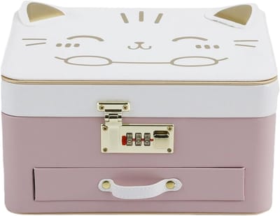 Sieradendoos met slot - Opbergdoos juwelen - Sieraden organiseren - Schattig kattenpatroon - 25x18x135 cm - Meerdere kleuren