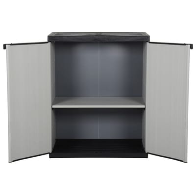vidaXL - Tuinkast - met - 1 - schap - 68x40x85 - cm - grijs - en - zwart