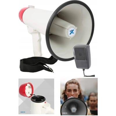 Megafoon - Vonyx MEG040 - Krachtige Megafoon met sirene, opnamefunctie, afneembare microfoon