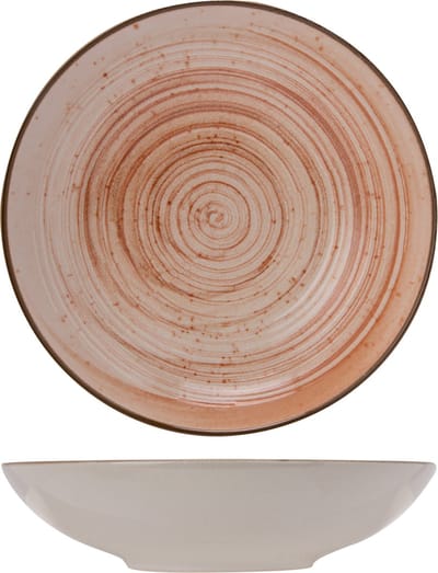 ​Cosy & Trendy Diep Bord Sintra Terracotta Ø 21 cm - Aardewerken Diep Bord met Oranje Spiraalpatroon - Ideaal voor Pasta, Risotto en Soepen - Vaatwasser- en Magnetronbestendig​