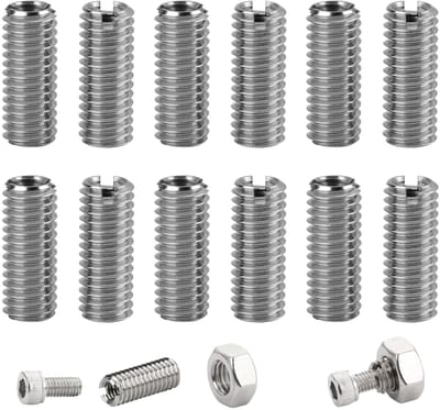 Dailygoods- Schroefdraadhulzen 12 Stuks - M6/M4 - Roestvrij Staal - 15 mm - Corrosiebestendig - Eenvoudige Installatie - Schroefdraadbussen