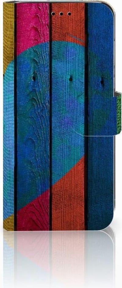Huawei P20 Lite Book Style Case Wood Heart - Cadeau voor je Vriend