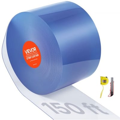 VEVOR strokengordijn, 45 m lang, 20 cm breed, 0,2 cm dik, transparante gladde kunststof deurstrips, PVC gordijnstripdeur in bulkrol voor magazijnen, fabrieken, supermarkten, winkelcentra, hallen en garages