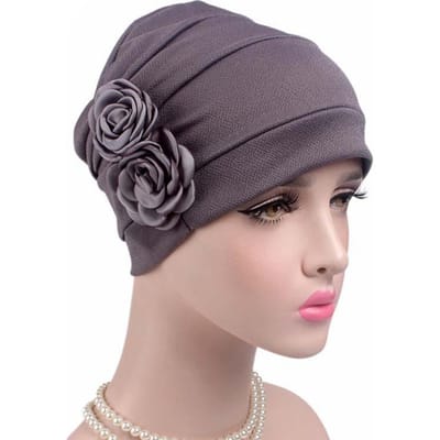 Chapeau Turban Élégant Rose pour Femme, Bonnet Doux à Enrouler pour Chemo et Perte de Cheveux, Plusieurs Couleurs Disponibles[G32] gray