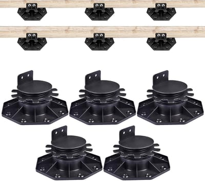 Verstelbare Steltlagers - Terras Ondersteuning - Onderbouw Terras - In Hoogte Verstelbaar - 6 x 15 cm - Zwart
