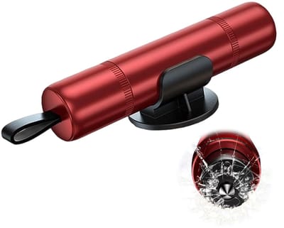 Dailygoods - DALAETUS Noodhamer voor de auto met 1 houder - 2-in-1 noodhamer voor de auto met gordelsnijder voor veiligheid, veiligheidshamer voor de auto, rood