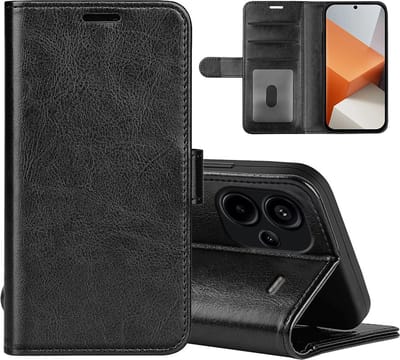 MobyDefend Hoesje - Geschikt voor Xiaomi Redmi Note 13 Pro Plus - Wallet Book Case (Sluiting Achterkant) - Zwart