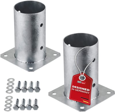 SOTECH SET van 2 schroefankers rond Ø 80 mm, 152 mm hoog, vuurverzinkt staal, paaldragers voor rondhout - ideaal voor buitengebruik