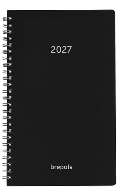 Brepols bureau agenda 2027 - BREFORM [0.516] - POLYPROP - Bureau agenda - 1 dag op 1 pagina - Dagoverzicht - Wire-O - Zwart - 10 x 16.5 cm