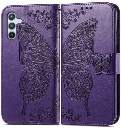 Coverup Hoesje - Geschikt voor Samsung Galaxy A36 Hoesje - Coverup Vlinder Book Case - Donkerpaars
