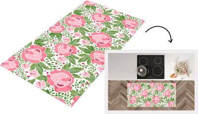 Keukenloper - Loper keuken - Bloemen - Roze - Patronen - 120x60 cm - Keukenloper vinyl