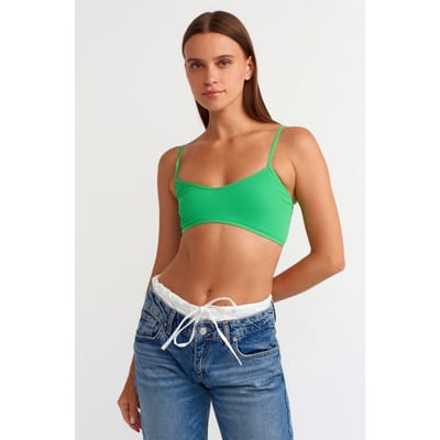 Geribbelde V-hals Crop Bralet Top