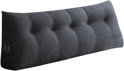 Driehoekig Wigkussen - Leessteun Rugsteun - Comfortabel Lezen - Afneembare Hoes - 160 x 50 cm - Donkergrijs