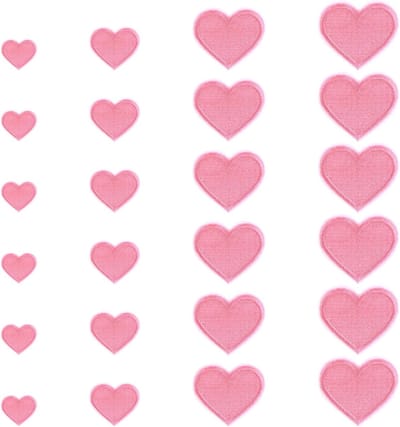 Set van 24 Hart Patches in 4 Maten - Strijkbare Hart Applicaties voor Kleding, Jassen en Rugzakken - Perfect voor Valentijnsdag en Creatieve Projecten