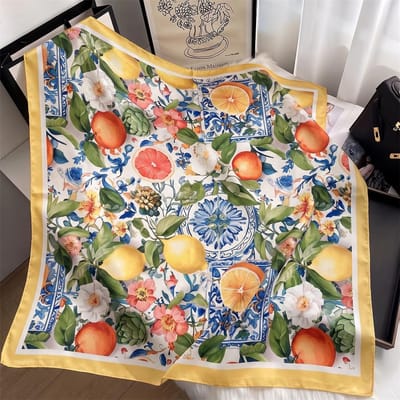 Foulard Carré Imprimé Fruits Pour Femmes Châle en Soie Carré de Cou Bandeaux pour Cheveux Bandeaux pour Cheveux Bandeau Foulard Hijab Satiné Bandana
