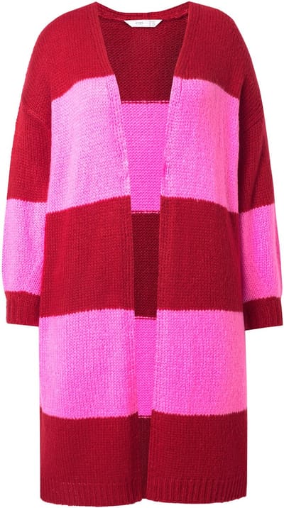 Angel of Style - Dames - Lang vest straight fit blokstrepen - Fluweelrood - Maat 46+