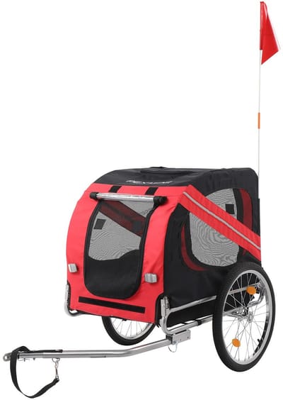 Gloovon® Hondenfietskar - Veilig & Comfortabel - Geschikt voor E-bikes & Middelgrote Honden - Met Regenhoes - <40 kg - 80 x 55 x 55 cm - Rood/Zwart