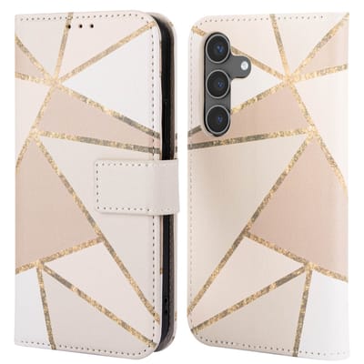 imoshion Hoesje - Geschikt voor Samsung Galaxy S24 - Design Bookcase smartphone - Beige Graphic