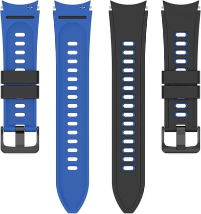 Siliconen bandje - geschikt voor Samsung Galaxy Watch 7 / Watch FE / Watch 6 / Watch 6 Classic / Watch 5 / Watch 5 Pro / Watch 4 / Watch 4 Classic - zwart-blauw