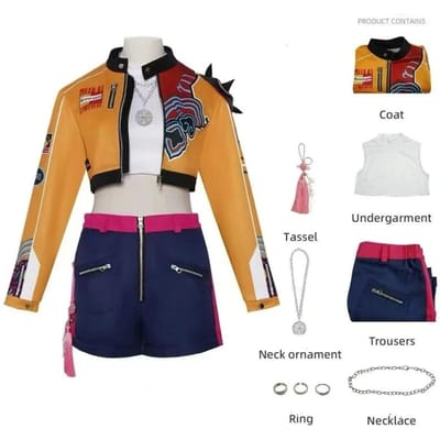 Rumi Cosplay Kostuum Pruik Dames Meisjes Halloween Carnaval Comic-con Feest Rollenspel Outfits XXXL orange