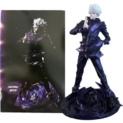 25CM Anime Jujutsu Kaisen Satoru Gojo Model UNO Onbeperkte Ruimte Vechthouding Model Speelgoed Cadeauset Actiemodel PVC With box gray