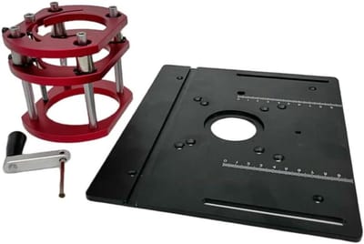 Houtbewerking Lift Kit - Router Tafel - Precisie Frezen - 51mm Hefbereik - 240x200mm Plaat - Rood Zilver