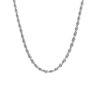 Lucardi Dames Stalen ketting koord 3mm - Ketting - Staal - Zilver - 45 cm