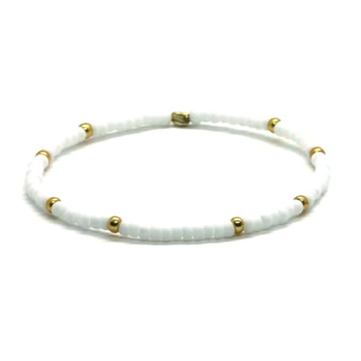 Armband wit- goud rvs - 3mm