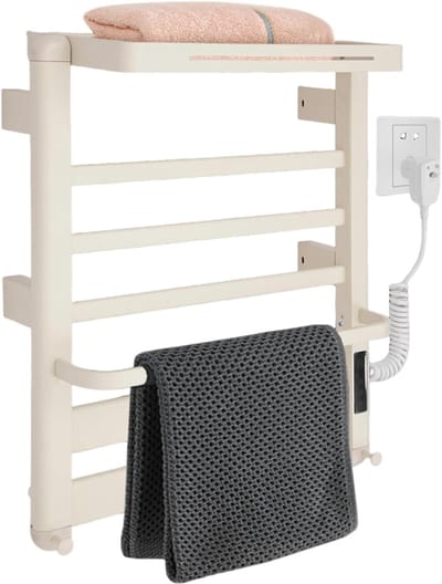 Elektrische handdoekradiator - Badkamerverwarming handdoeken - Handdoeken verwarmen - 8 temperatuurinstellingen - 60 x 50 cm - Beige
