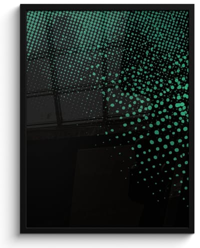 Poster in lijst - Fotolijst 50x70 cm - Posters - Gaming - Stippen - Groen - Vervagen - Posterlijst zwart - Decoratie - Wanddecoratie woonkamer - Muurdecoratie slaapkamer