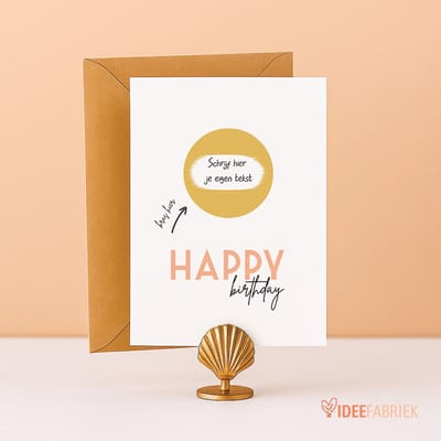 Ideefabriek - Kraskaart - Tegoedbon - Verjaardag cadeau - Happy birthday - A6 - 3 stuks met enveloppen