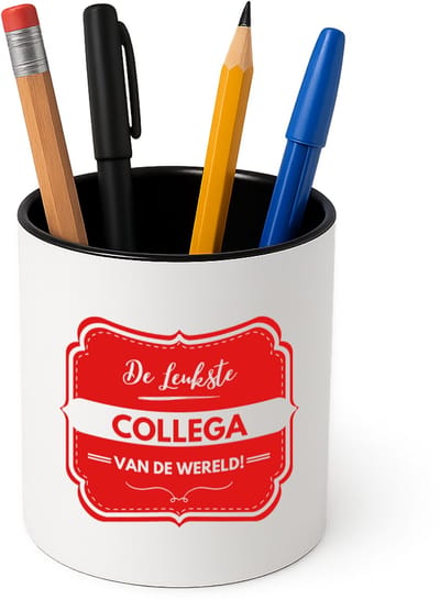 Hacebo® - De leukste collega Pennenbakje - Collega - een collega - pennenhouder - werk - afscheidscadeau - verjaardagscadeau - Pennenbakje zwart