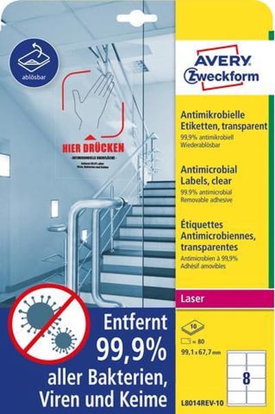 Avery Etiketten Zweckform Antimicrobieel 99,1 X 67,7 Mm 80 Stuks