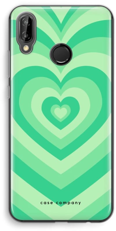 Case Company® - Hoesje geschikt voor Huawei P20 Lite hoesje - Hart Groen - Soft Cover Telefoonhoesje - Bescherming aan alle Kanten en Schermrand